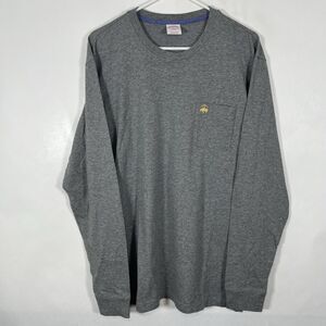 Brooks Brothers 346 Long Sleeve T Shirt Mens Size XL Gray Yellow Pocket Logo